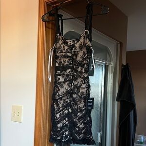 Lulu's Black and Cream Lace Dress